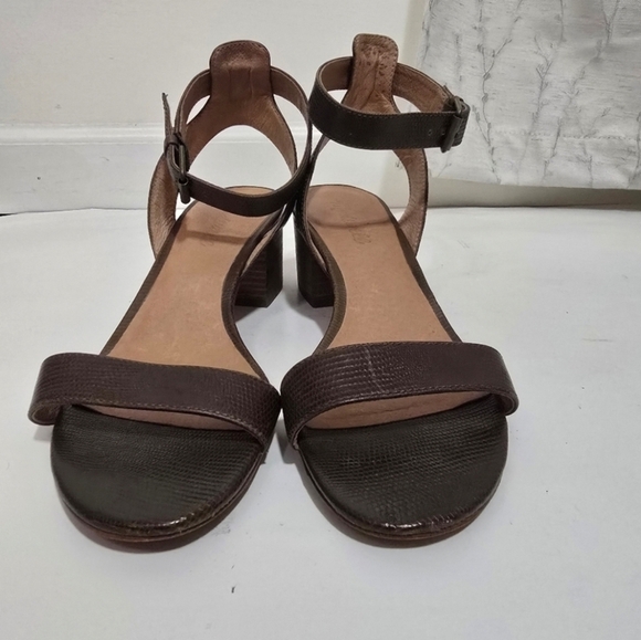 Madewell Simple Mid-Heel Sandals in Embossed Leather Strappy Summer - Picture 3 of 13